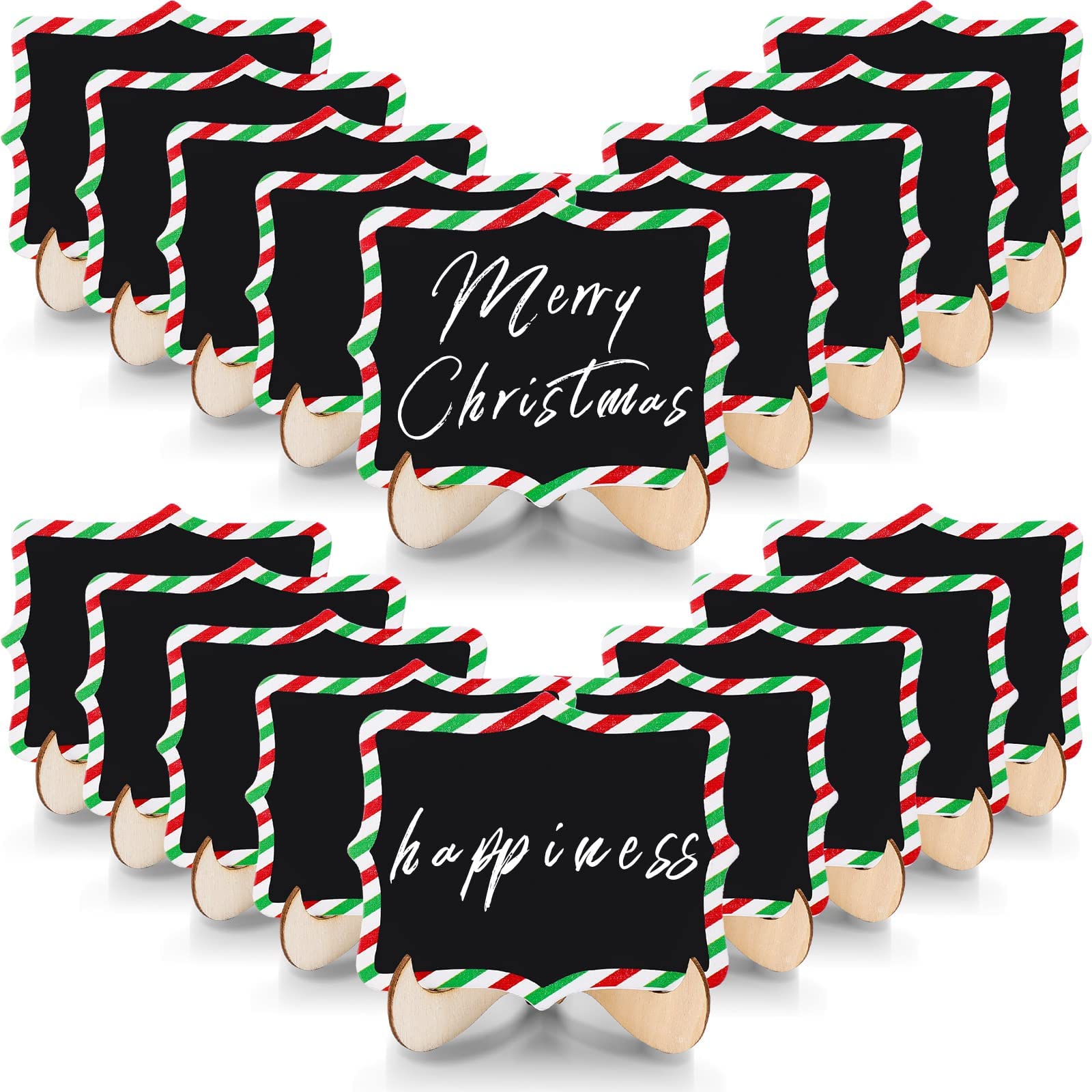 Photo 1 of 20 Pieces Christmas Mini Chalkboard Signs Xmas Small Wooden Food Signs Christmas Centerpiece Tabletop Decor Wooden Blackboard for Buffet Fireplace Desk Shelf Kitchen, Wedding, Home Holidays Decoration