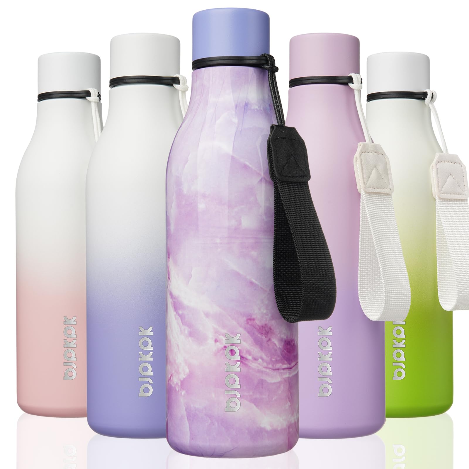 Photo 1 of BJPKPK Insulated Water Bottles, 18 oz Stainless Steel Metal Water Bottle with Strap, BPA Free Leak Proof Thermos, Mugs, Flasks, Reusable Water Bottle for Sports & Travel, Dawn