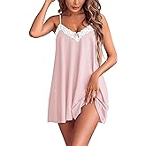 Ekouaer Women Lace Nightgown Sexy Spaghetti Strap Cami Sleeveless Chemise Sleepwear Sleep Dress