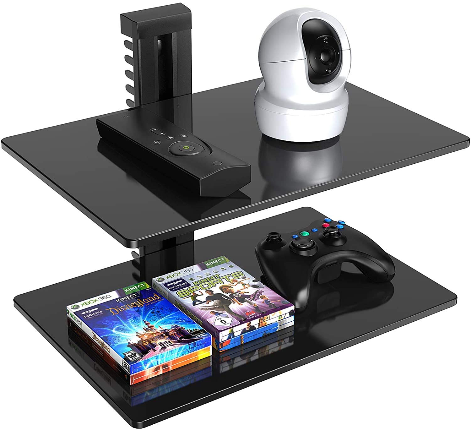 PERLESMITH Floating AV Shelf Double Wall Mount Shelf Holds up to 16