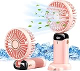 Jsdoin Hand Held Fan 5 Speeds USB Rechargeable Pink Portable 5000mAh