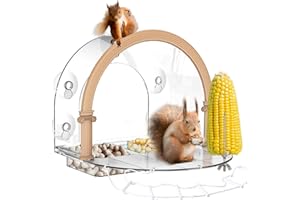 GELINREDCAP Window Squirrel Feeder, Large Squirrel Feeder for Outside,Funny Squirrel House with 5 Suction Cups，Plastic Squirrel Feeder which Easy to Install,No Assembly Required