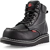 SUREWAY 6” Mens Heavy Duty Steel/Composite/Soft Toe Work Boots for Men,Comfortable & Durable,Goodyear Welt,Full Grain Leather,Oil/Slip Resistant,Wedge Moc Toe Industrial Construction Boots/Shoes