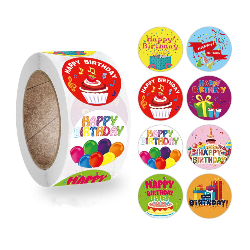 Happy Birthday Stickers Birthday Stickers Round Paper Labels for Birthday Party Decoration Stickers