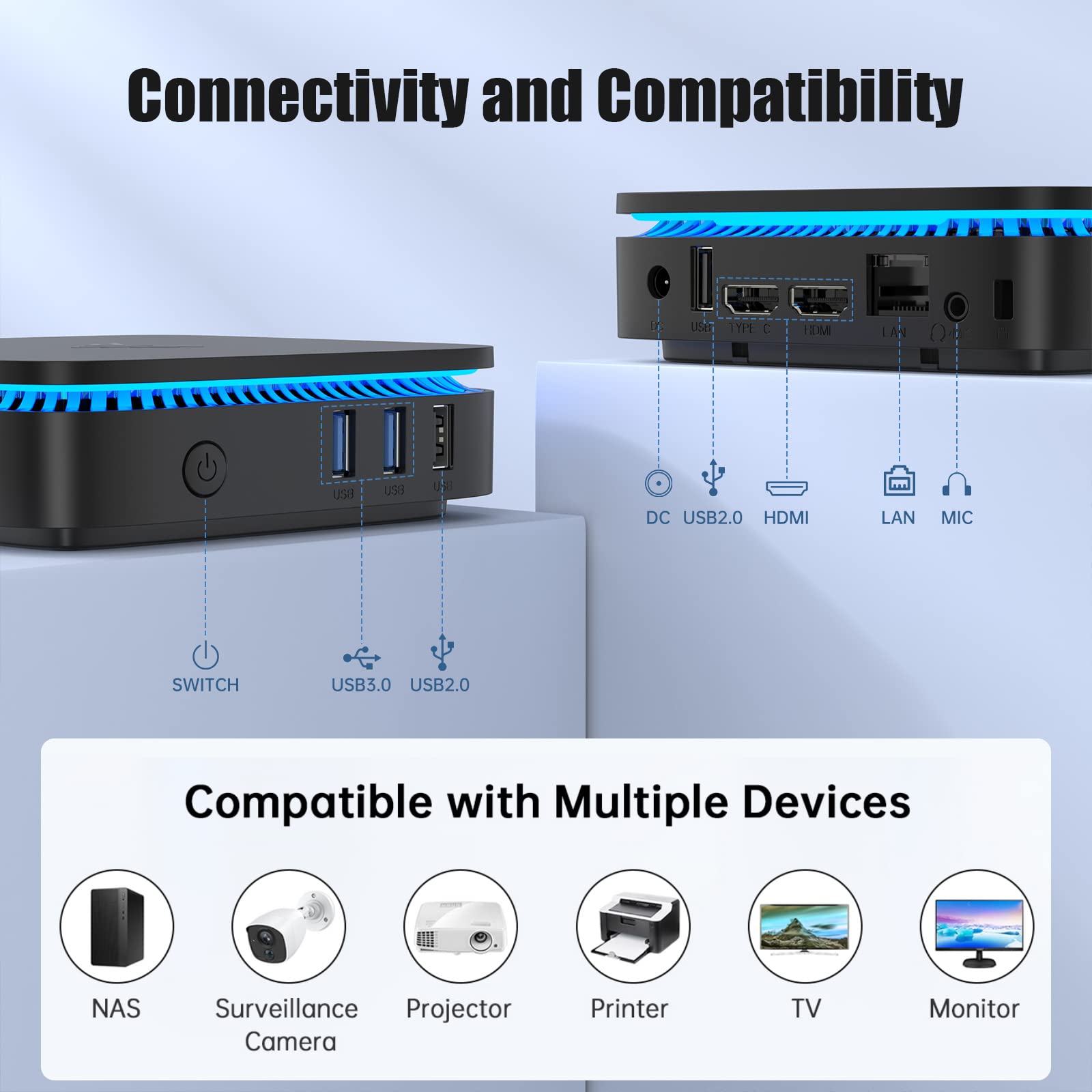 KAMRUI Essenx E1 N150 Mini PC, 8GB DDR4 256GB M.2 SSD, Mini Computer Dual 4K Display, WiFi, Business, Home, Office