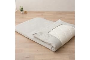 EMOOR Japanese Futon Mattress CLASSE & Fitted Sheet PRESSO Full Made in Japan, Cotton (Gray) Foldable Floor Sleeping Bed Tatami Mat