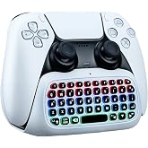 Mcbazel Wireless Keyboard for PS5 Controller and DualSense Edge, Chatpad | Bluetooth Mini Keyboard Attachment for PlayStation 5 Controller, RGB Keypad with Speaker, 3.5mm Jack, Rechargeable Battery