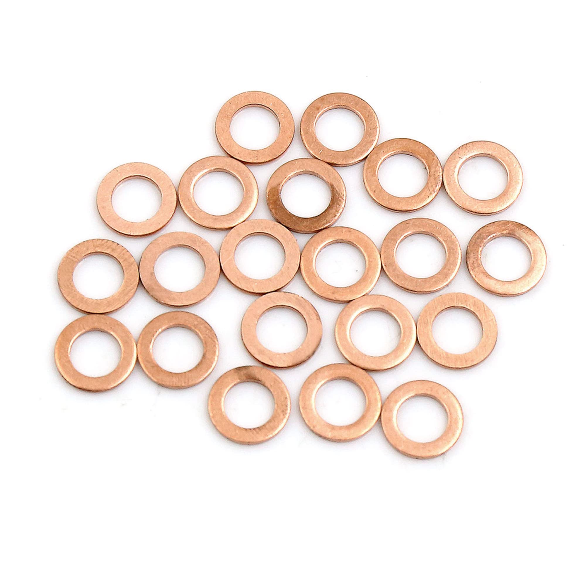X AUTOHAUX 20pcs M6 x 10mm x 1mm Copper Flat Washer Sealing Ring for Screw Nut
