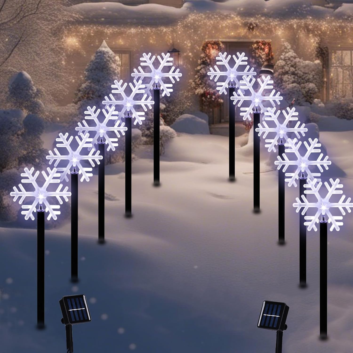 Photo 1 of ***MISSING PARTS***
BRIGHTDECK Snowflake Solar Christmas Decorations Outdoor, 10 Pack LED, Waterproof Snowflake Pathway Lights, Stake Lights for Christmas Garden Decor (10Pcs Cold White)