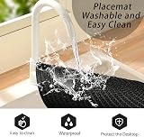 Homcomodar Round Placemats and Coasters Set of 6 Black Braided Woven view 4