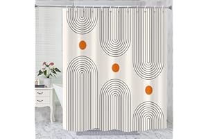 GKLEASG Boho Mid Century Shower Curtain, Minimalist Abstract Arch Simple Sun Modern Machine Washable Waterproof for Bathroom Decor Bathtub with 12 Hooks 72x72
