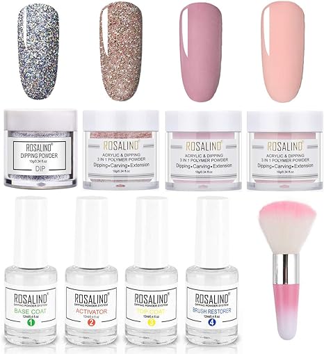 polvo de unas en polvo kit de iniciacion 4 colores unas acrilicas polvos manicura francesa sin lampara uv diseno de arte curado