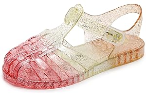 ursloole Toddler Girls Jelly Shoes Soft Unisex-Child Boys Jellies Sandals Rubber Sole Closed Toe Beach Summer Mary Jane Kids Princess Dress Flat