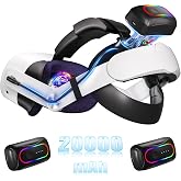 20000mAh Battery Head Strap Compatible with Meta/Oculus Quest 3 &amp; 3S &ndash; Includes 2 Rechargeable Magnetic Battery Packs for Charging and Extended Playtime &ndash; Adjustable Head Strap Accessories