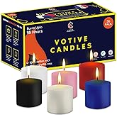 Candle Charisma Multicolor Unscented Votive Candles - 15 Hour Burn time - Set of 36 for Dinner, Wedding, Halloween and Holiday Decorations