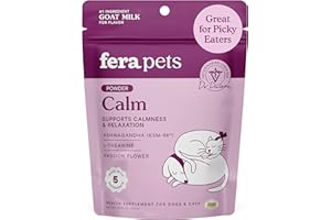 Fera Pets Goat Milk - Calming Supplement for Dogs & Cats - Ashwagandha, L-Theanine, & Passion Flower - Supports Anxiety Relief & Relaxation - for Picky Eaters - 60 TSP