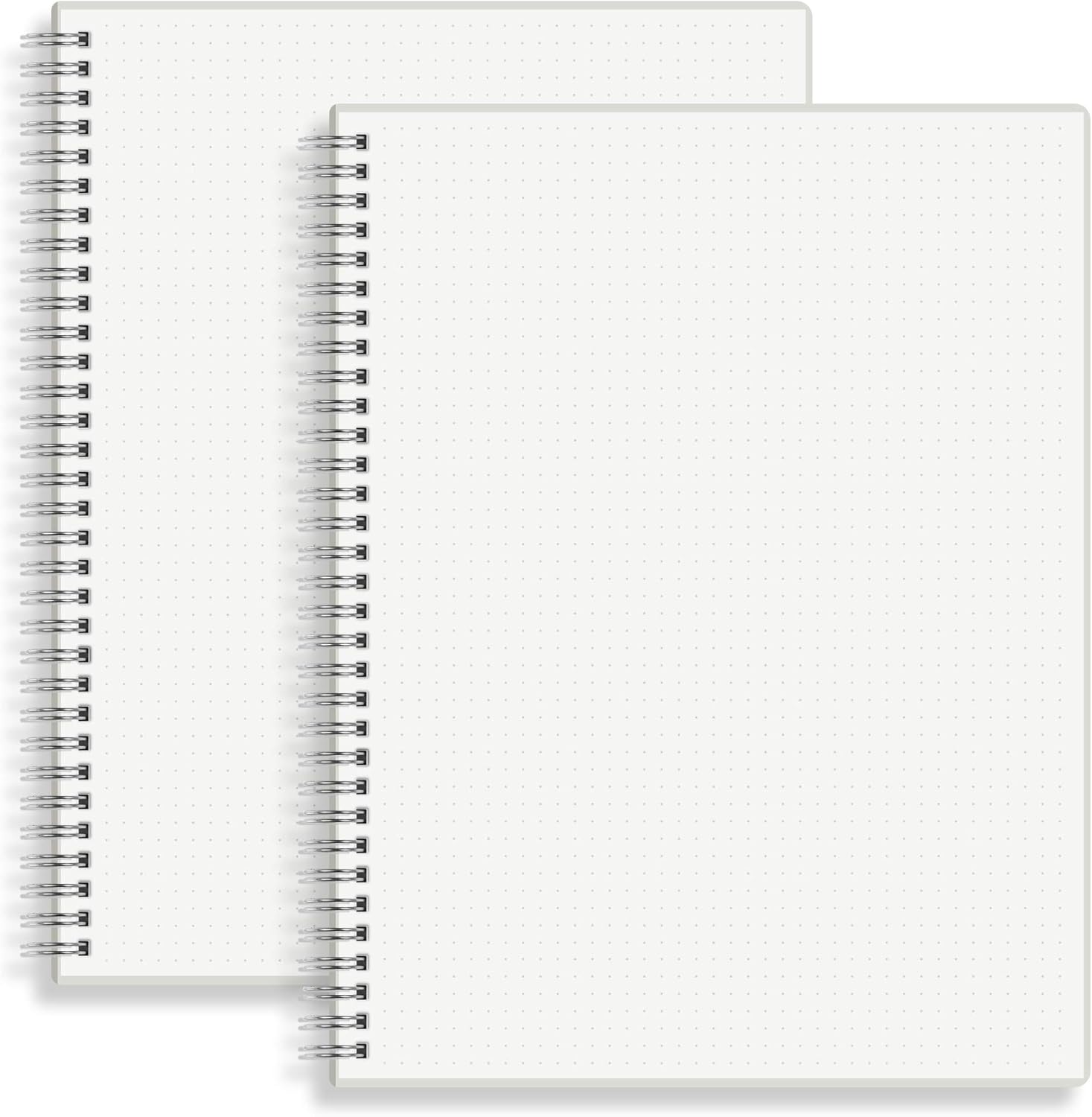 HULYTRAAT Large Dot Grid Spiral Notebook, 8.5" x 11", Premium 100 gsm Ivory White Paper, Sturdy See-Through Cover, 128 Dotted Pages per Book (2 Pack) for Home, School, Office, Artist Writing/Drawing : Office Products