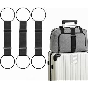 Lanjiesh 3Pcs Luggage Straps for Suitcases, Adjustable Luggage Connector Straps to Connect Two Suitcases for Secure Carry On