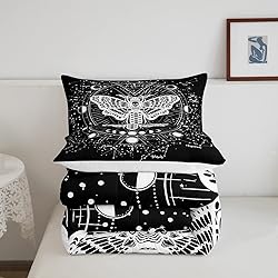 Gothic Decor Comforter Set Twin Size Boys Boho Moth