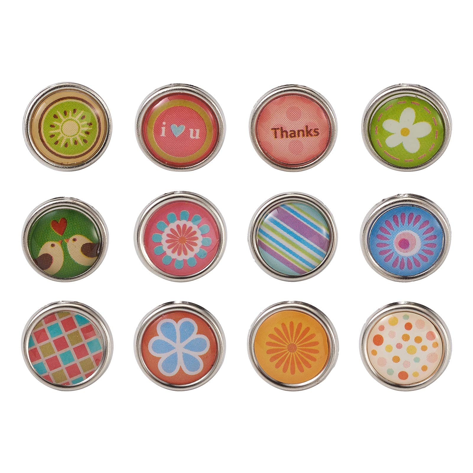 Beadthoven 140pcs Mini Brads Metal Paper Fasteners Mixed Patterns Split Pins for Office Scrap Booking Paper Photo Album Cards Stamping