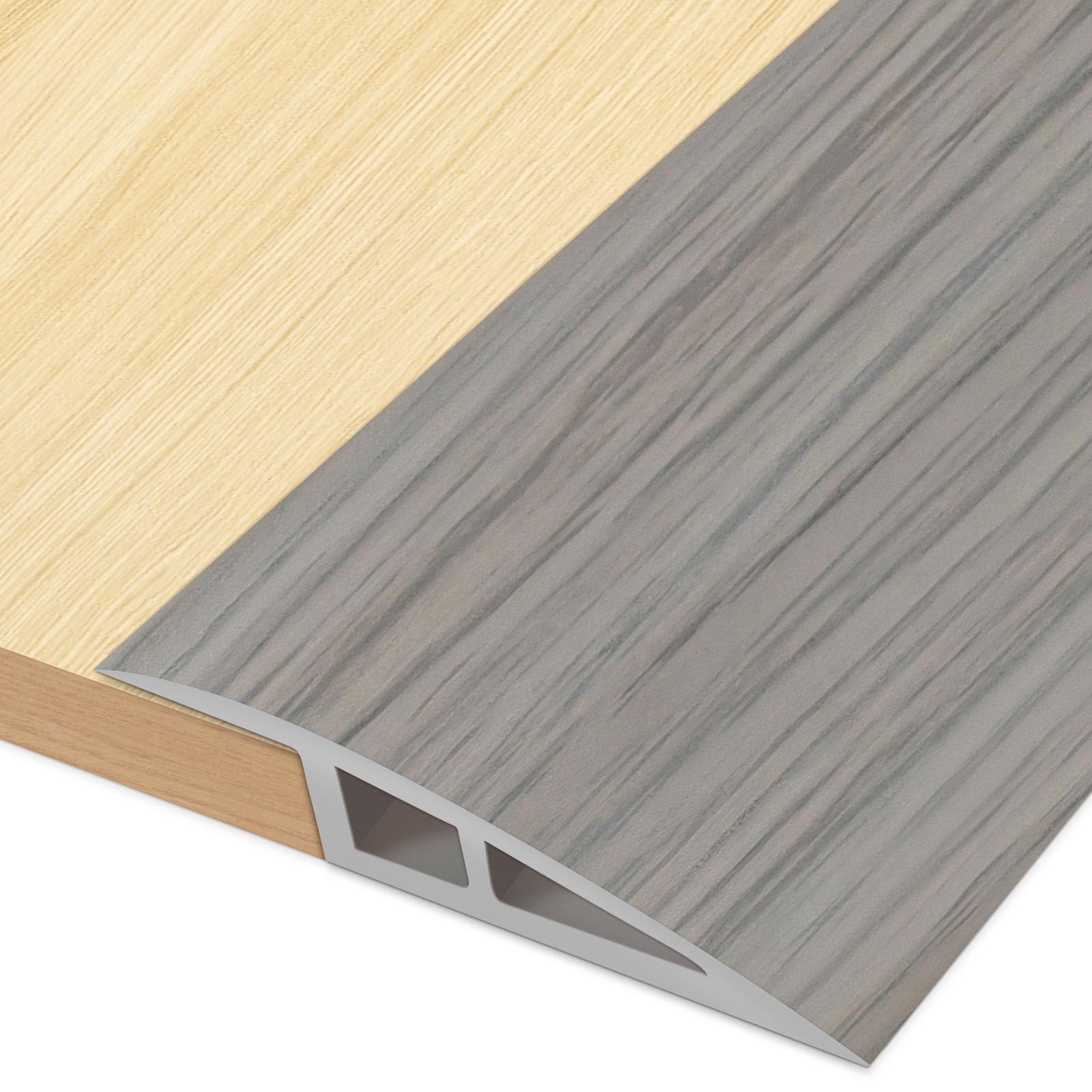 Photo 1 of EaseThrift Floor Transition Strip Door Threshold 36 inch, 1/2'' ~ 3/5'' Threshold Ramps for Doorways, Vinyl-Transition Strip for Door Floor (Wood Grain Gray)