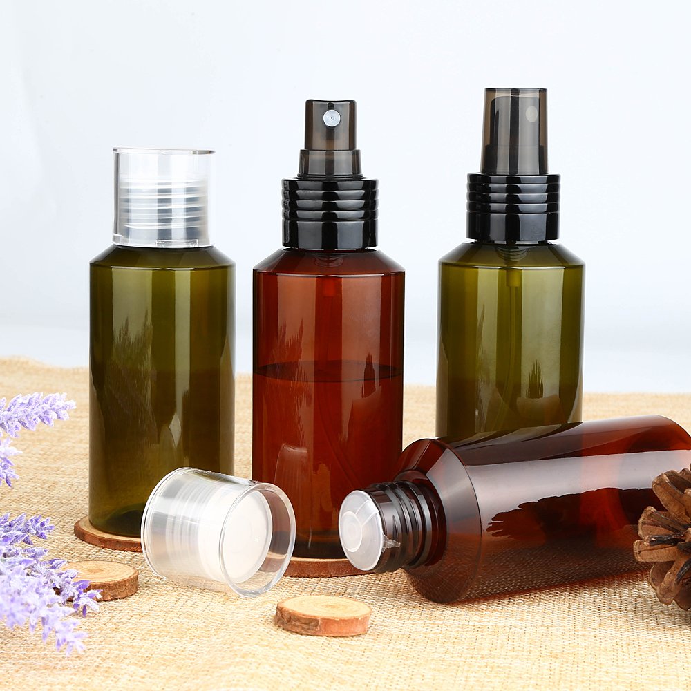 Empty Spray Bottles, Yblntek 4 Pcs Refillable Plastic Bottles Refillable Container with Fine Mist Sprayers for Essential Oils, Perfumes, or Aromatherapy