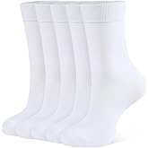 CLOSEMATE Womens Thin Crew Socks Soft Combed Cotton Comfortable Casual Everyday Wear Calf Socks 5 Pairs