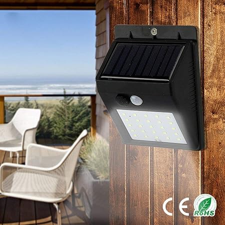 MOMS GADGETS 20 LED Solar Power Sensor Wall Light Waterproof Energy Saving Street Yard Path (Black)