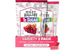 Wiley Wallaby Low Sugar Gluten Free Licorice | Soft Chewy Licorice | Watermelon and Very Berry Flavors | 5.5 Ounce | 2 Pack