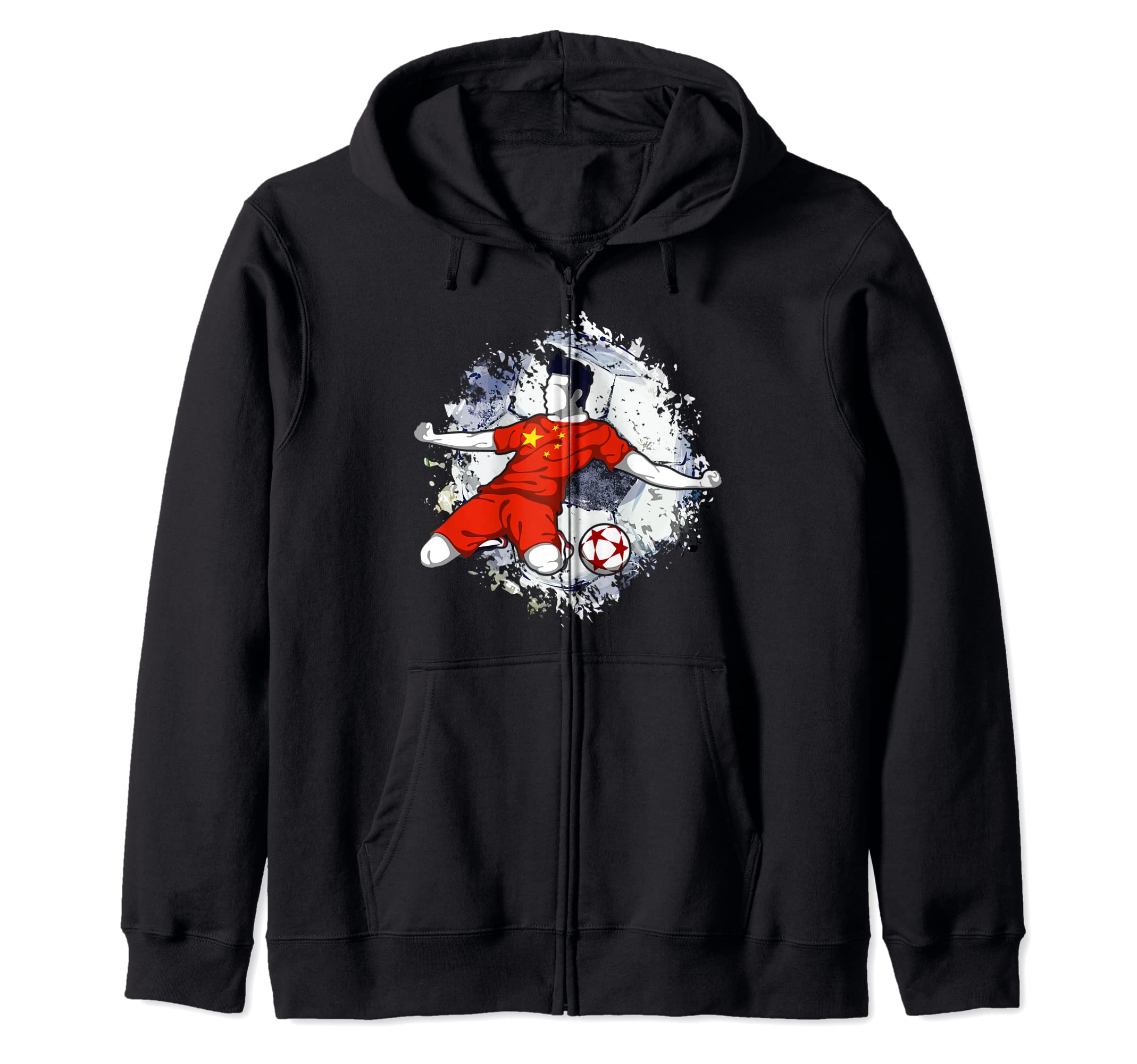 China Soccer Chinese National Flag Proud Football Striker Zip Hoodie