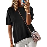 Zeagoo Womens Summer Tops Dressy Casual Short Sleeve Sweaters Crew Neck Lightweight Knit Tops Loose Blouse Basic Shirts