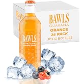 BAWLS Guarana Mandarin Orange, BAWLS Guarana Drink, Guarana Soda, Guarana Fueled Soda for Energy, High Energy Caffeinated Drink, 10oz 24 Pack Glass Bottles