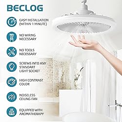 BECLOG Socket Ceiling Fan with Light, Ceiling Fan