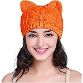 v28 Women Men Girls Boys Teens Cute Cat Ear Knit Cable Rib Hat Cap Beanie
