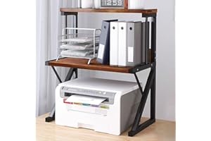 aboxoo Printer Stand for Desk, Desktop Printer Shelf Large 3-Tier Multi-Purpose Office Organization Shelves for Home Office, Rustic Brown