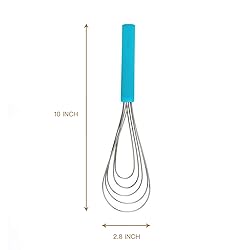Flat Whisk Silicone Handle Non Slip 10" - 5 Wires