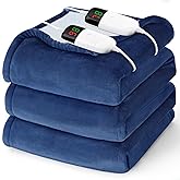Heated Electric Blanket King Size - 90" x 100" Heating Blanket with Dual Control, 10 Heating Levels & 8 Hours Auto Off, Soft Warm Flannel Blanket, Christmas Birthday Gifts for Senior Grandma