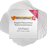 Microfleur Regular White Liners Microwave Flower Press 5" (13 cm) - 20 PC | Made from 100% Cotton Lawn Fabric, Replacement Sheets, Floral Crafting, DIY Preservation Projects, Fits Regular Press Model