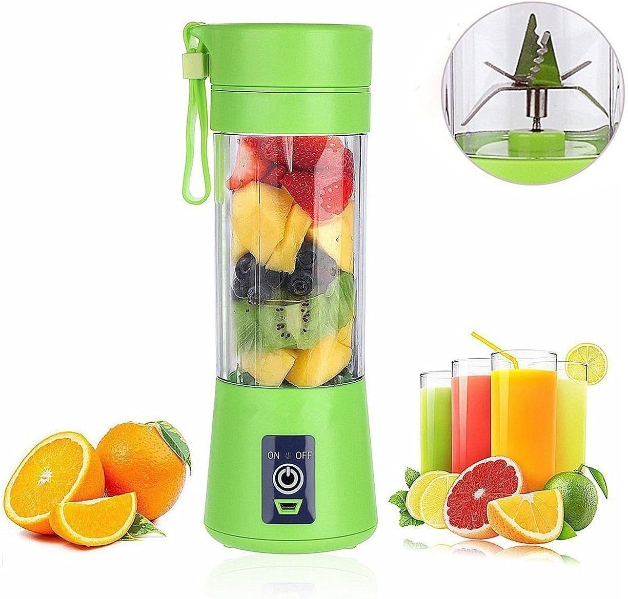 Portable Blender, Smoothies Personal Blender Mini Shakes Juicer Cup USB Rechargeable (Green)