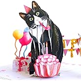 ROINUS Craft Cat Birthday Card – Tuxedo Cat Pop Up Birthday Cards for Men & Cat Birthday Cards for Women – Handmade Greeting Card, Unique Design for Cat Lovers