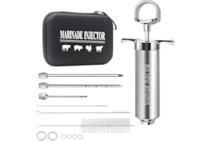 Uironly Meat Injector,Turkey Seasoning Injection Kit with 3 Professional Marinade Injector Needles for Grill Smoker BBQ Brisket; Include User Manual, E-Book - Storage Case