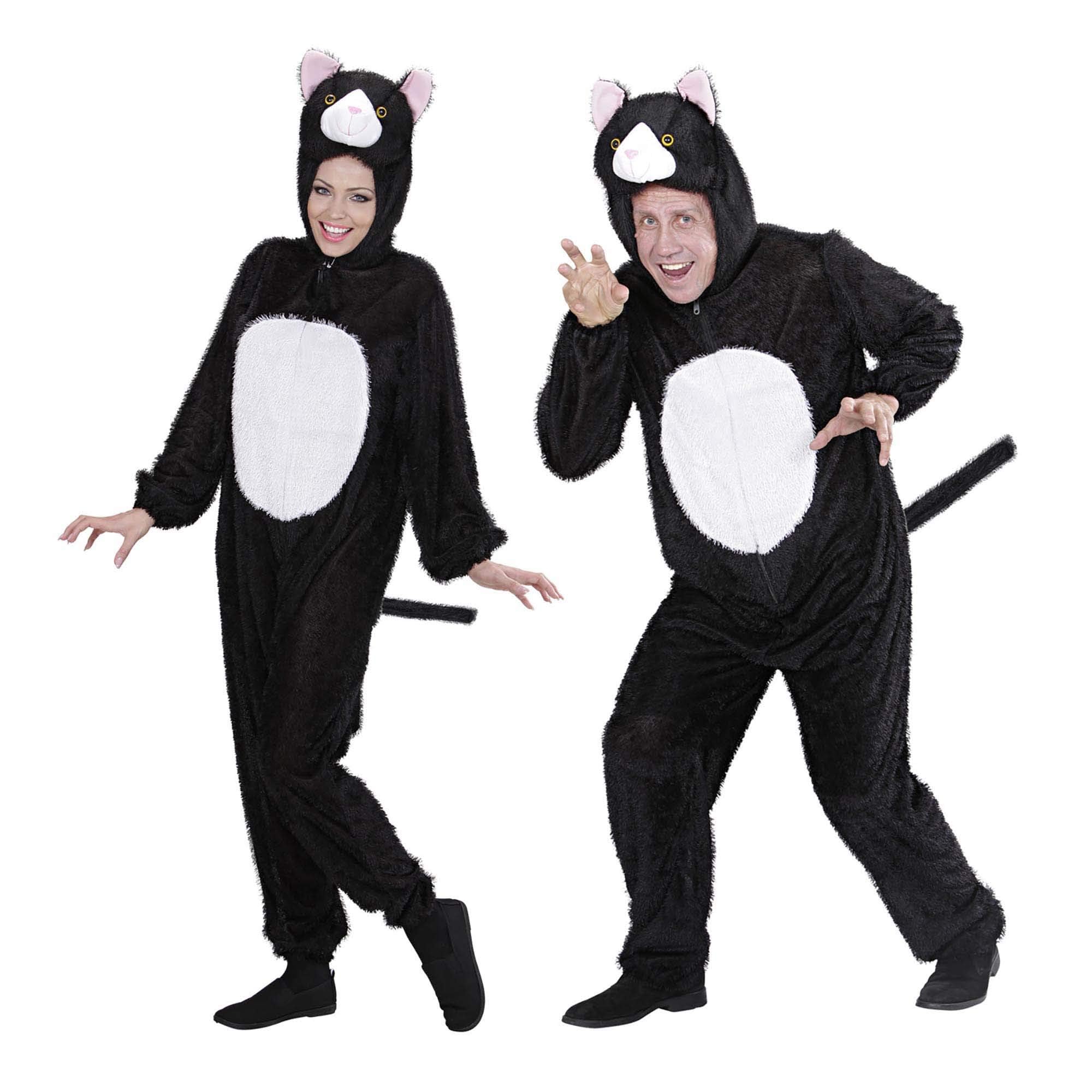 Widmann 9929B-Adults Deluxe Cat, jumpsuit mask