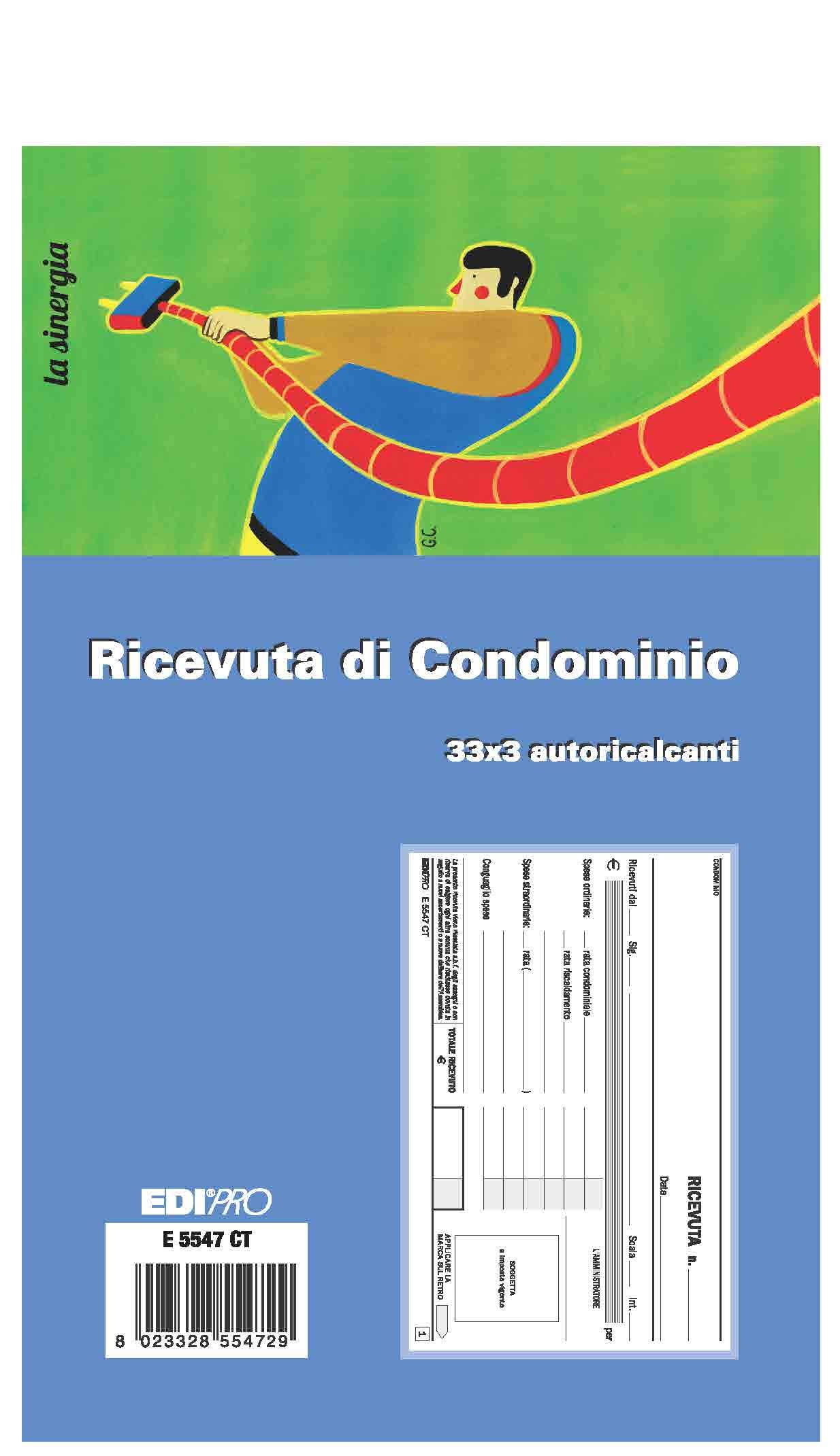 Edipro E5547CT Condominium Receipt Block with Warning 33 x 3 Self-Salking F.to 7 x 17