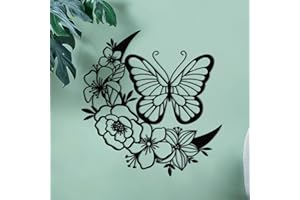 ruelen Moon Butterfly Metal Wall Decor, Boho Wall Art, Flower Wall Art for Indoor Living Room Bedroom and Outdoor Garden Yard