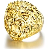 MIVEIVIA 3D Animal Ring Leo Ring for men Wedding Rings for Men Lion head rings Hip Hop ring Radiant Rings Bling Iced Out Jewelry Punk Ring Club ring Heavy Metal ring Party
