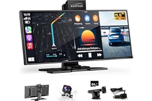 Largest 11.5"Wireless CarPlay Screen for Car,Portable A-pple Car Play & Android Auto,HD Touchscreen with 4K Dash Cam,Backup C