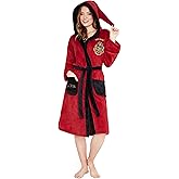 Harry Potter Womens Fleece Robe with Hood, Pockets, Tie Waist - Gifts for Her