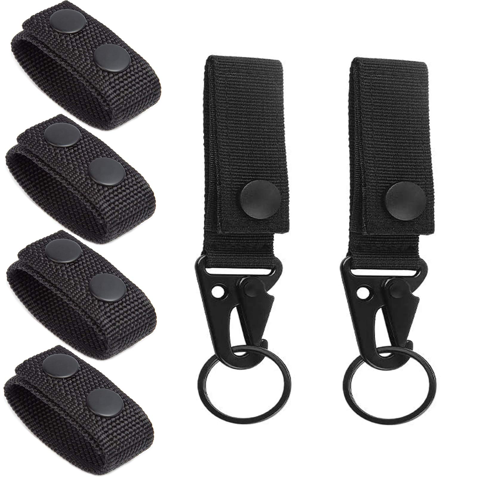 Floatdream 4PCS Belt Keepers and 2PCS Tactical Belt Buckles, Security Tactical Belt Keepers, Belt Keeper Double Snaps, for Outdoor Sports, Camping and Hiking