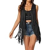 Allegra K Women's Sleeveless Fringe Vest Open Front Western 70s Outfits Faux Suede Tassel Cardigan