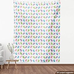 Ambesonne Cartoon Fabric by The Yard, Footprints